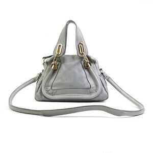 Chloe Paraty handbag shoulder bag gray gold leather
